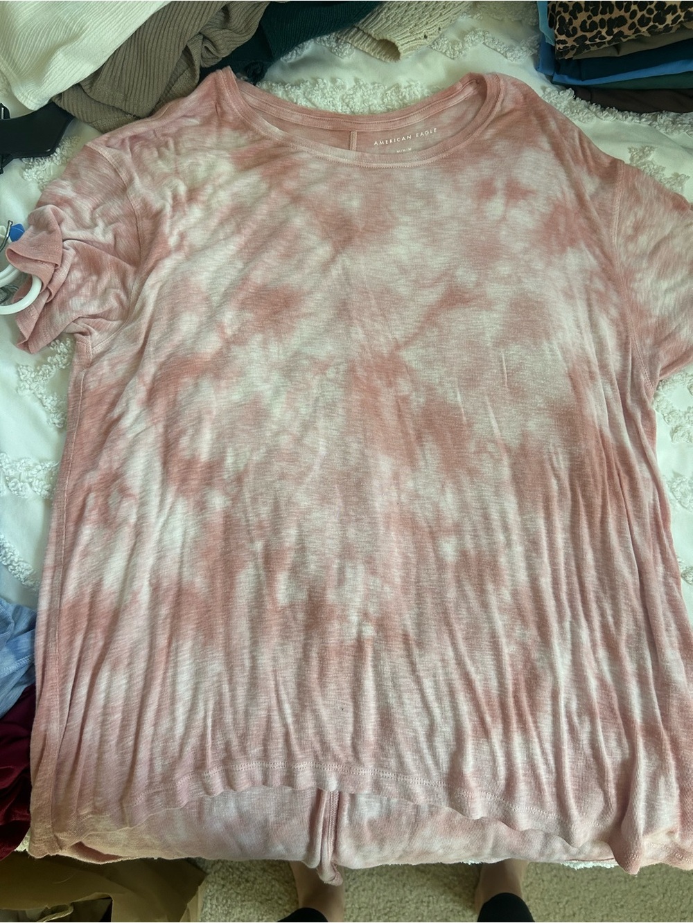 American Eagle Outfitters Medium Pink Tie-Dye Short Sleeve Tunic Top